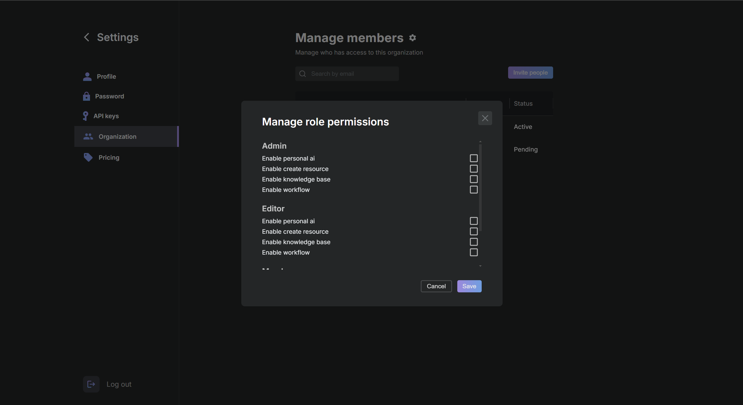 Manage Role Permissions