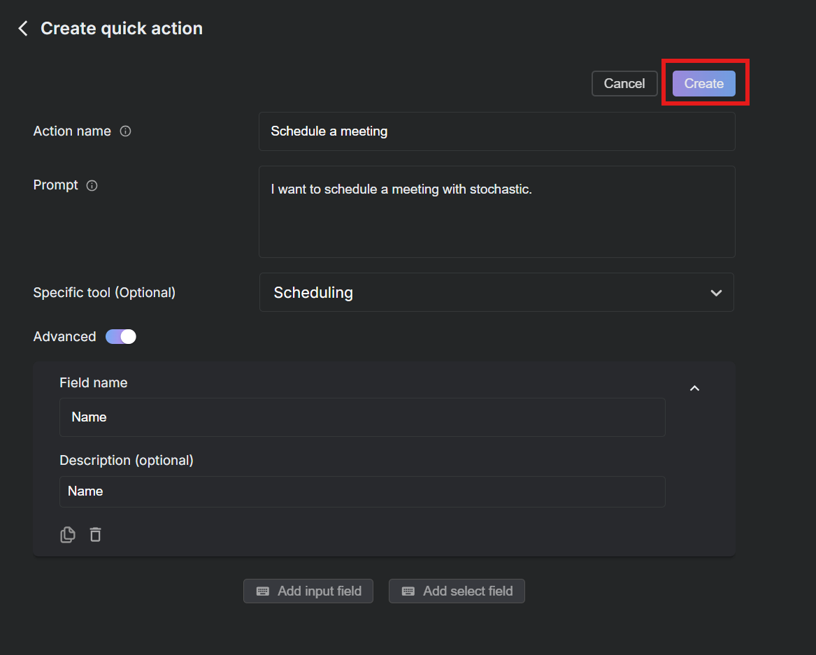 Configure Quick Action