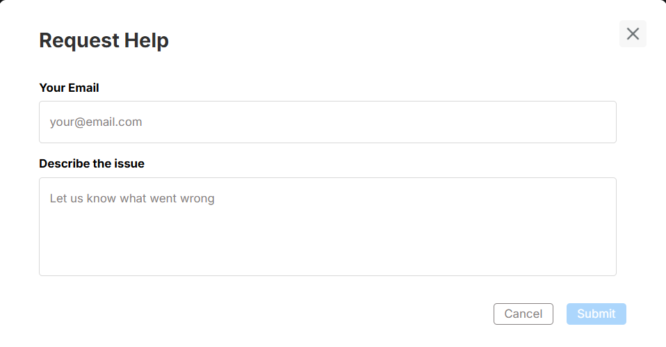Request Help form