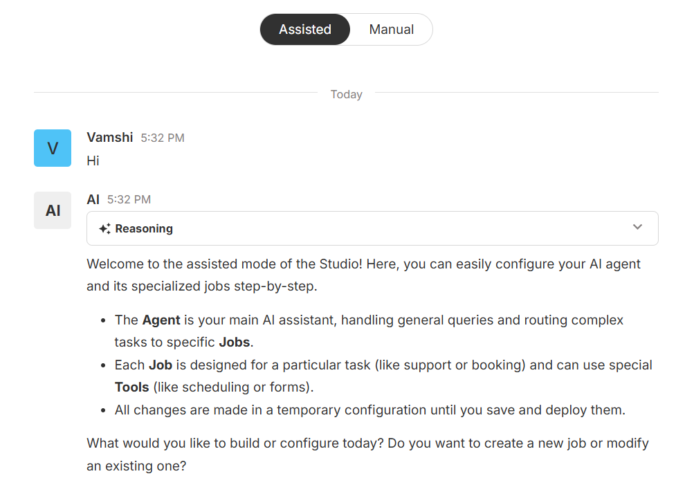 Studio – Assisted mode
