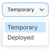Temporary vs Deployed knowledge dropdown