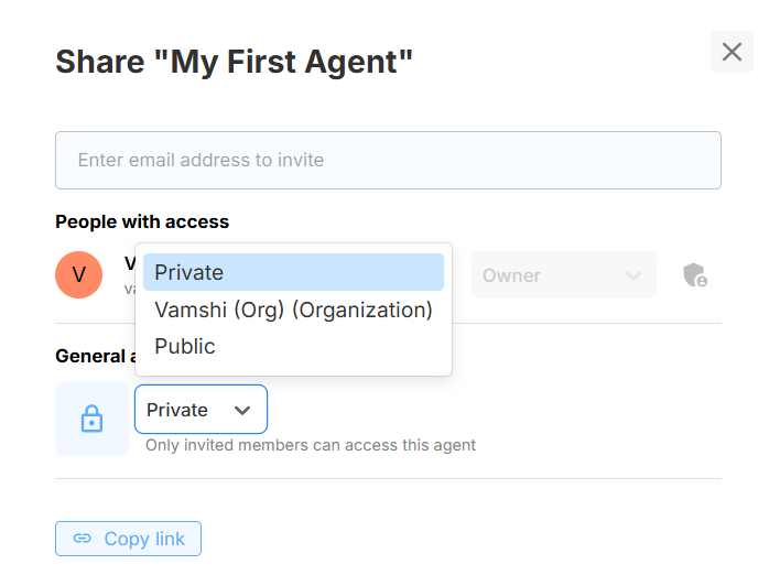 Access level dropdown