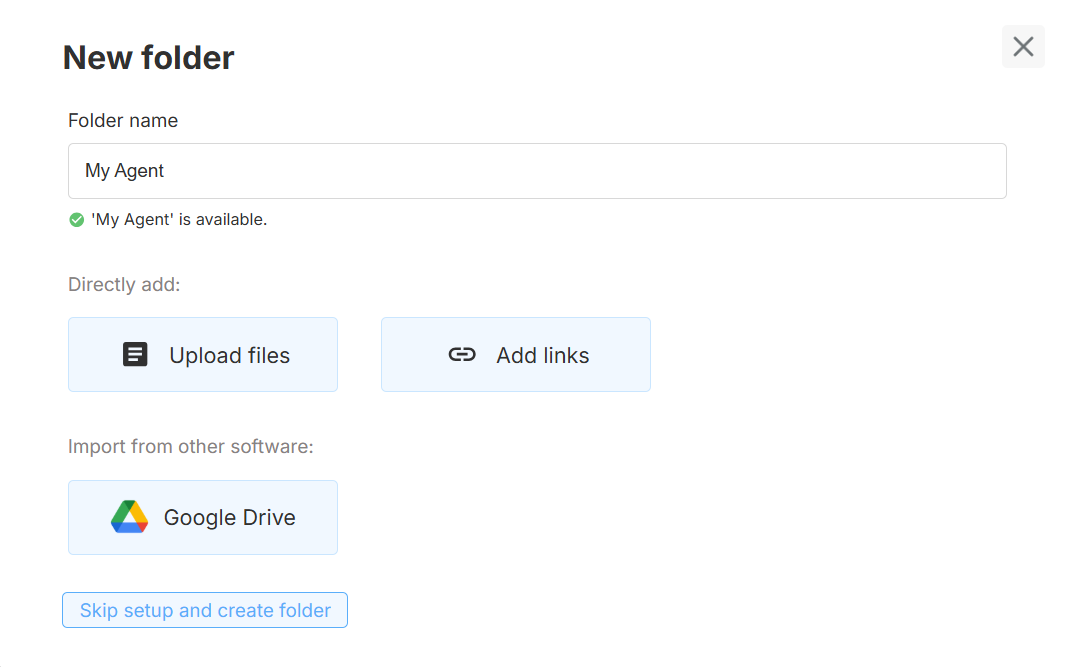 New folder dialog