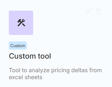 Custom tool card