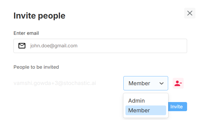 Invite member dialog