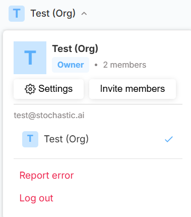 Profile dropdown