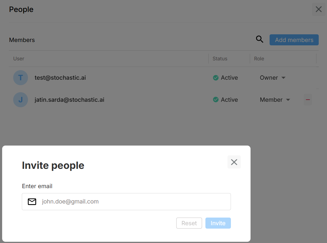 People tab – invite members