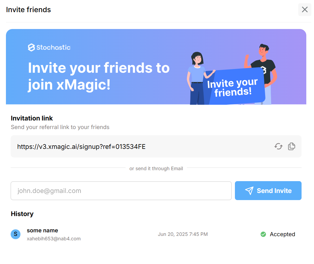 Invite friends dialog
