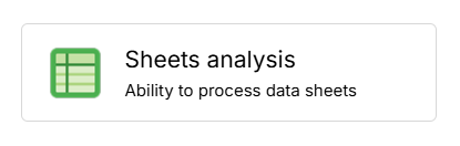 Sheets Analysis tool card