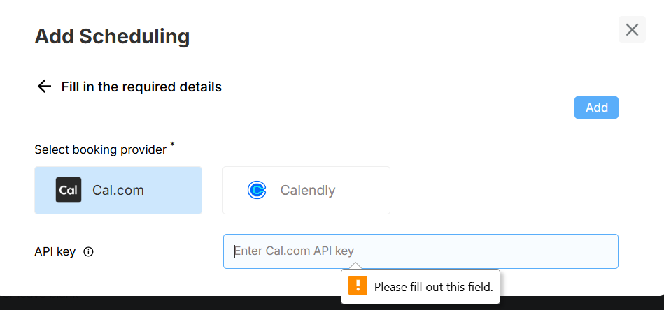 Add Scheduling dialog