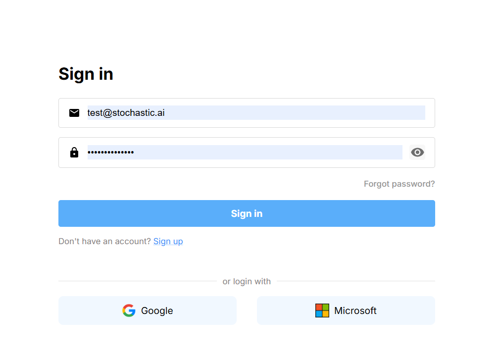 Sign‑in / Sign‑up form