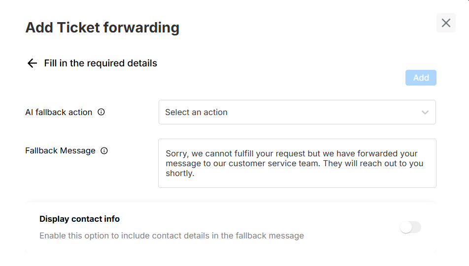 Ticket Forwarding dialog